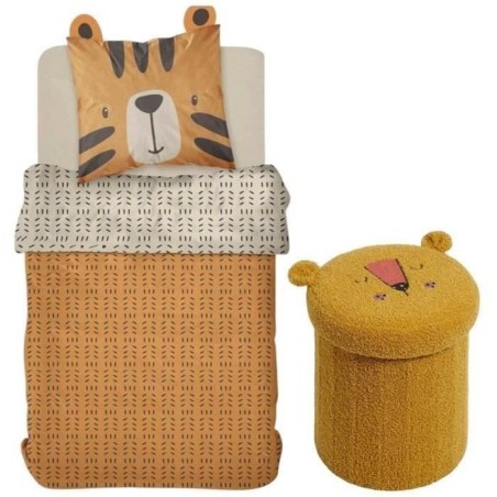 Ensemble parure de lit enfant + coffre de rangement pouf pliable - TOD