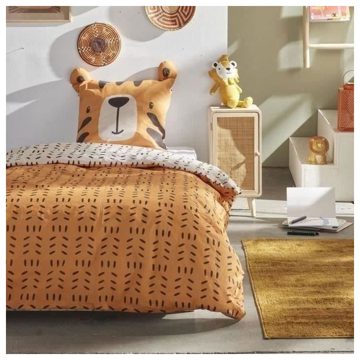 Ensemble parure de lit enfant + coffre de rangement pouf pliable - TODAY - JUNGLE - 140 x 200 cm - Coton Ensemble parure de lit enfant + coffre de rangement pouf pliable - TODAY - JUNGLE - 140 x 200 cm - Coton