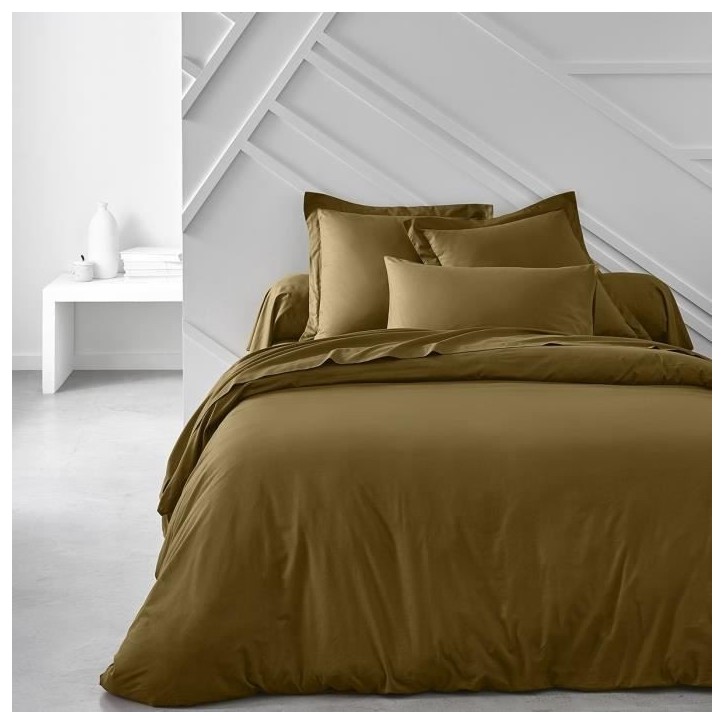 Drap housse TODAY Essential - 140 x 200+30 cm - 2 personnes - 100% Coton uni - Bronze