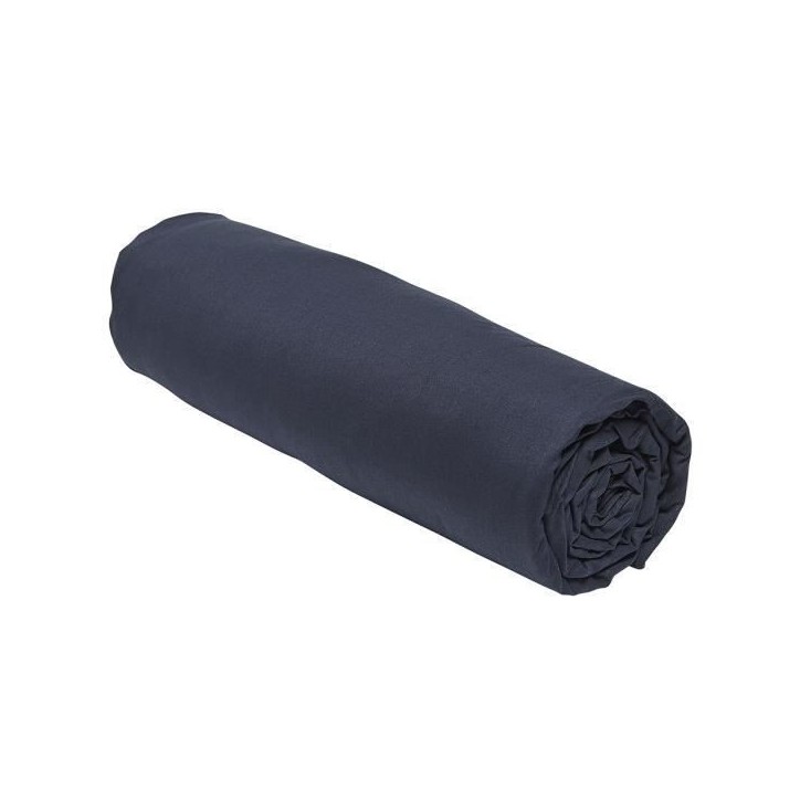 Drap housse TODAY Essential - 140 x 200+30 cm - 2 personnes - 100% Coton uni - Navy