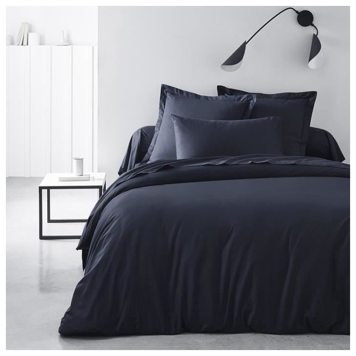 Drap housse TODAY Essential - 140 x 200+30 cm - 2 personnes - 100% Coton uni - Navy