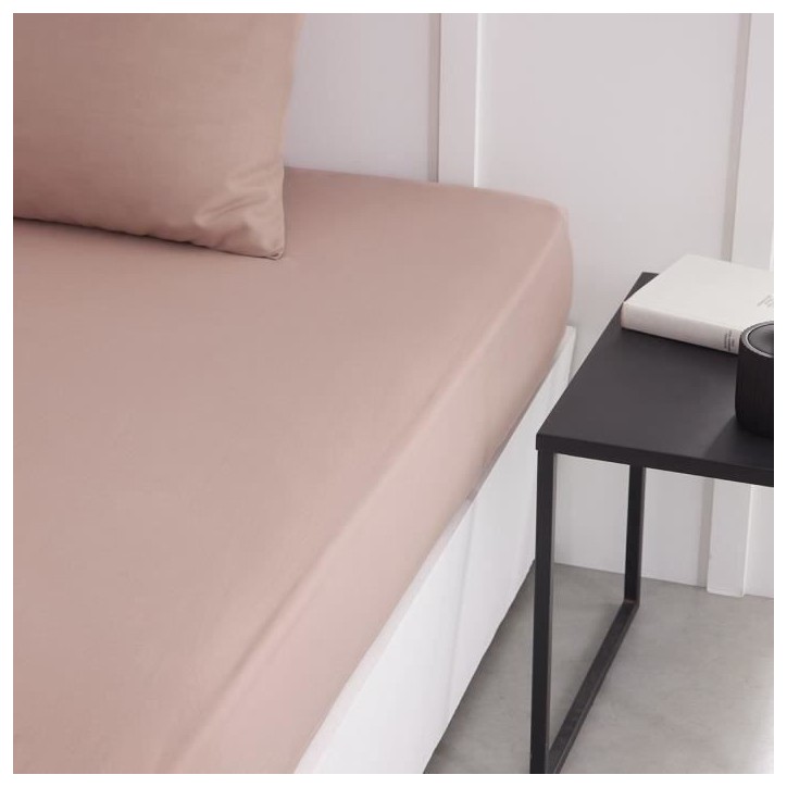 Drap housse TODAY Essential - 160 x 200+30 cm - 2 personnes - 100% Coton uni - Rose des sables Drap housse TODAY Essential - 160 x 200+30 cm - 2 personnes - 100% Coton uni - Rose des sables