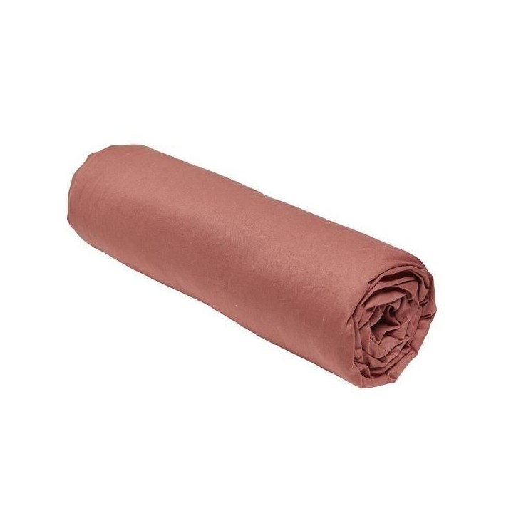 Drap housse TODAY Essential - 160 x 200+30 cm - 2 personnes - 100% Coton uni - Terracotta