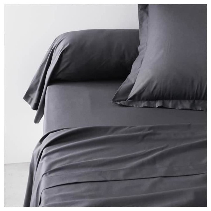 Taie de traversin TODAY Essential - 45 x 185 cm - 100% Coton uni - Fusain