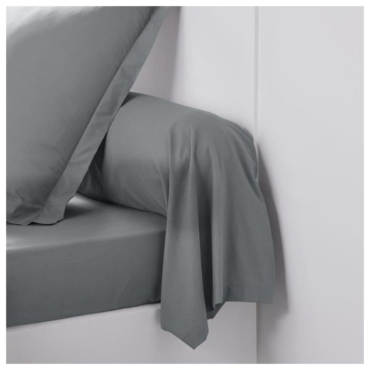 Taie de traversin TODAY Essential - 45 x 185 cm - 100% Coton uni - Acier