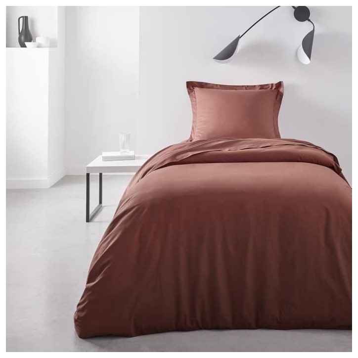 Housse de couette TODAY Essential - 140 x 200 cm - 1 personne - 100% Coton uni - Terracotta Housse de couette TODAY Essential - 140 x 200 cm - 1 personne - 100% Coton uni - Terracotta