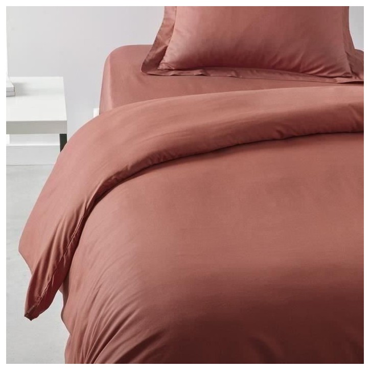 Housse de couette TODAY Essential - 140 x 200 cm - 1 personne - 100% Coton uni - Terracotta Housse de couette TODAY Essential - 140 x 200 cm - 1 personne - 100% Coton uni - Terracotta