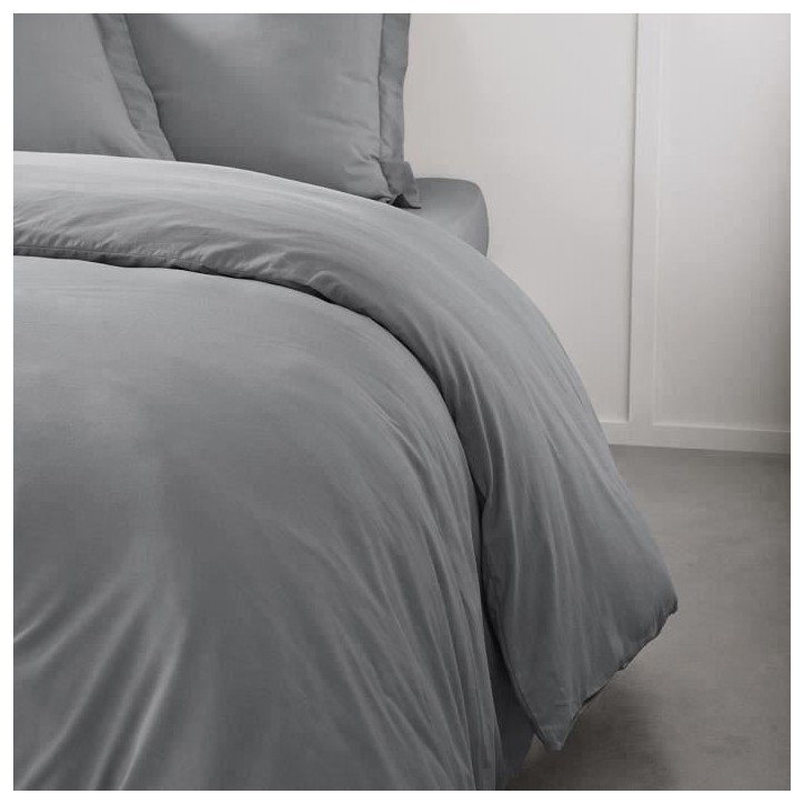 Housse de couette TODAY Essential - 220 x 240 cm - 2 personnes - 100% Coton uni - Acier