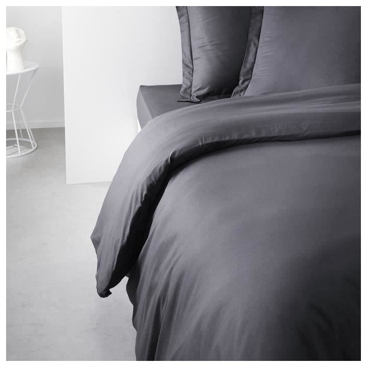 Housse de couette TODAY Essential - 240 x 260 cm - 2 personnes - 100% Coton uni - Fusain