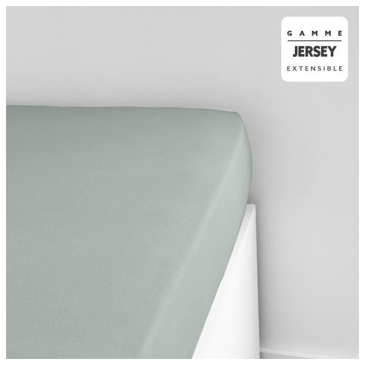 Drap housse TODAY Essential - 140 x 190+25 cm - 1 personne - 100% Coton jersey - Celadon