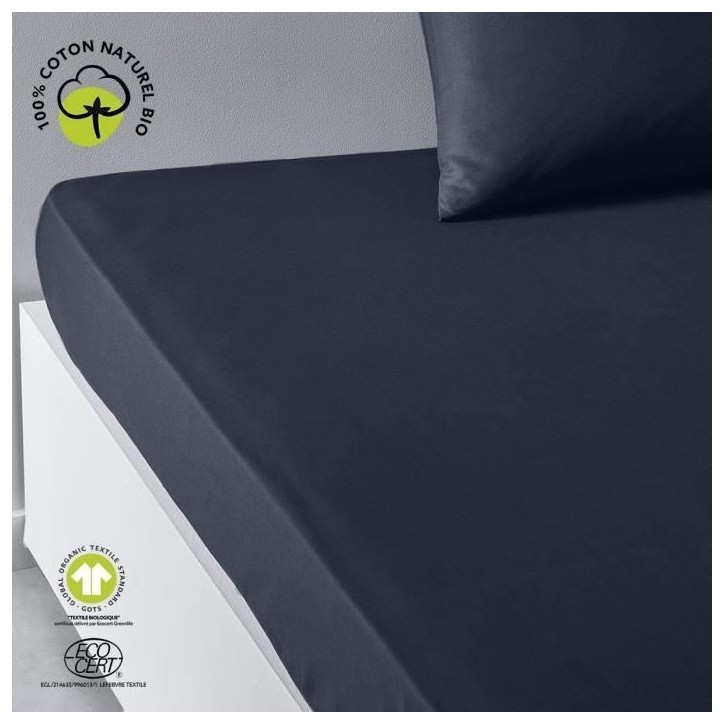 Drap housse - TODAY - 160 x 200 cm + 30 cm - Coton - Organic Navy Drap housse - TODAY - 160 x 200 cm + 30 cm - Coton - Organic Navy