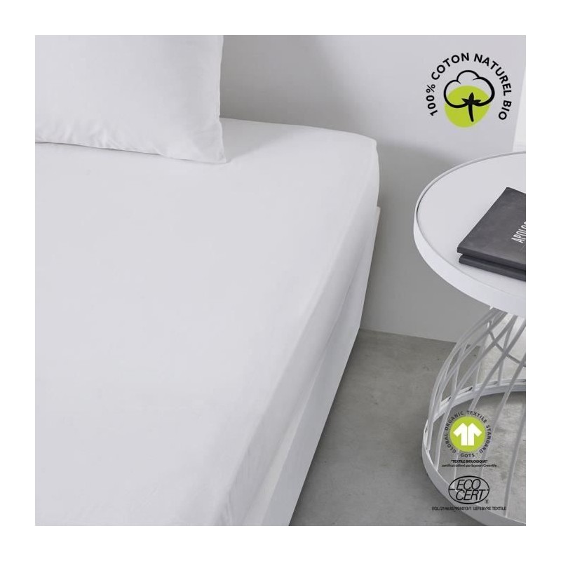 Drap housse - TODAY - 180 x 200 cm + 30 cm - Coton - Organic Craie Drap housse - TODAY - 180 x 200 cm + 30 cm - Coton - Organic Craie