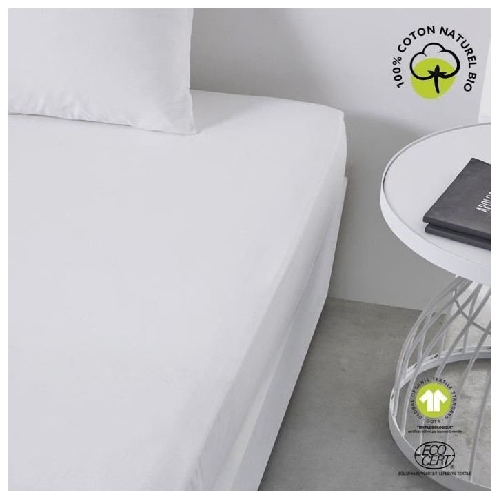 Drap housse - TODAY - 180 x 200 cm + 30 cm - Coton - Organic Craie Drap housse - TODAY - 180 x 200 cm + 30 cm - Coton - Organic Craie