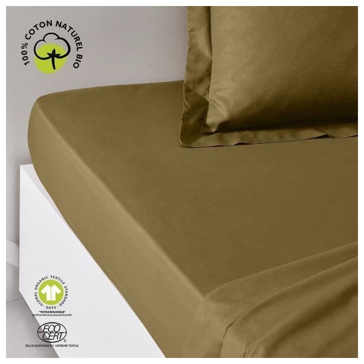 Drap housse - TODAY - 180 x 200 cm + 30 cm - Coton - Organic Bronze Drap housse - TODAY - 180 x 200 cm + 30 cm - Coton - Organic Bronze