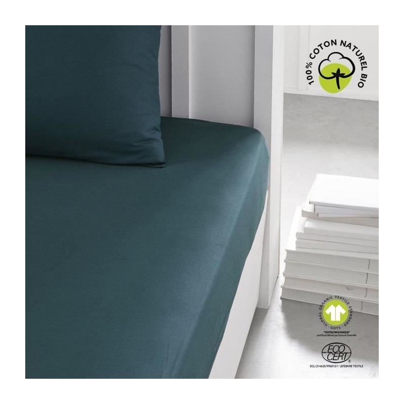 Drap housse - TODAY - 180 x 200 cm + 30 cm - Coton - Organic Paon Drap housse - TODAY - 180 x 200 cm + 30 cm - Coton - Organic Paon