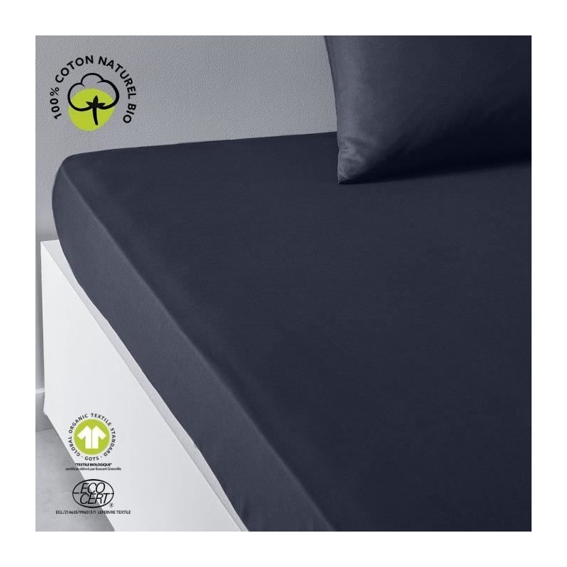 Drap housse - TODAY - 180 x 200 cm + 30 cm - Coton - Organic Navy Drap housse - TODAY - 180 x 200 cm + 30 cm - Coton - Organic Navy
