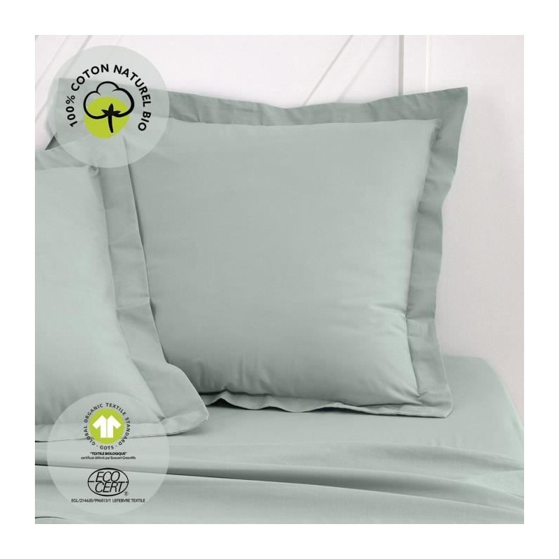 Taie d'oreiller - TODAY - 63 x 63 cm + 5 cm - Coton - Organic Celadon Taie d'oreiller - TODAY - 63 x 63 cm + 5 cm - Coton - Organic Celadon