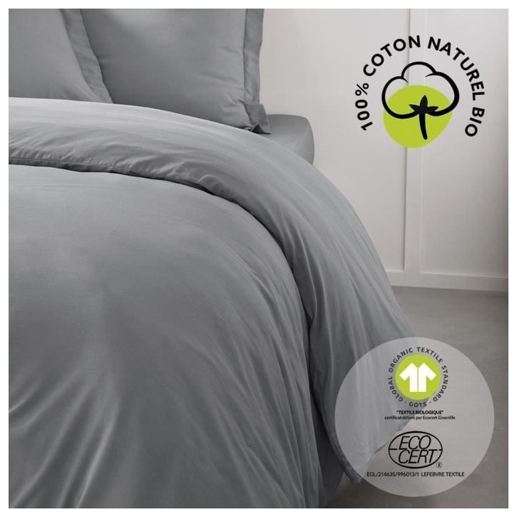 Housse de couette - TODAY - 220 x 240 cm - Coton - Organic Acier Housse de couette - TODAY - 220 x 240 cm - Coton - Organic Acier