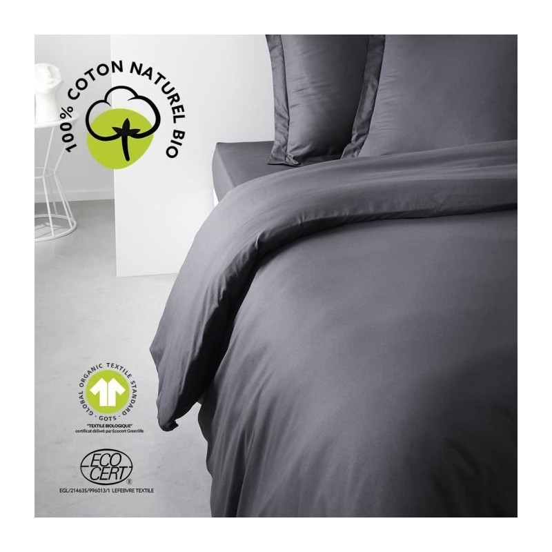 Housse de couette - TODAY - 240 x 260 cm - Coton - Organic Fusain Housse de couette - TODAY - 240 x 260 cm - Coton - Organic Fusain
