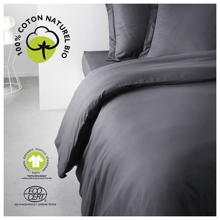 Housse de couette - TODAY - 240 x 260 cm - Coton - Organic Fusain