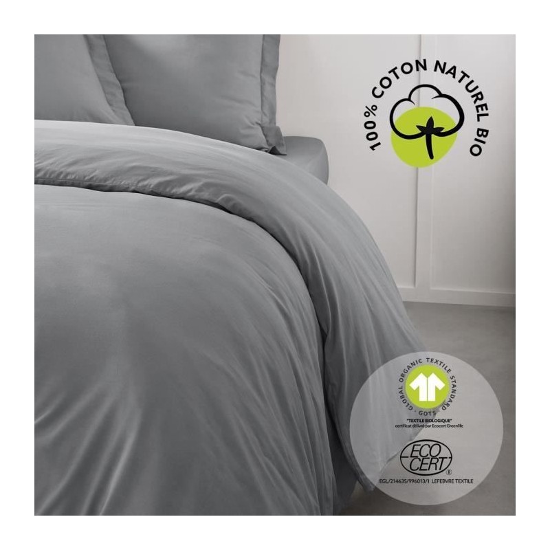 Housse de couette - TODAY - 240 x 260 cm - Coton - Organic Acier Housse de couette - TODAY - 240 x 260 cm - Coton - Organic Acier