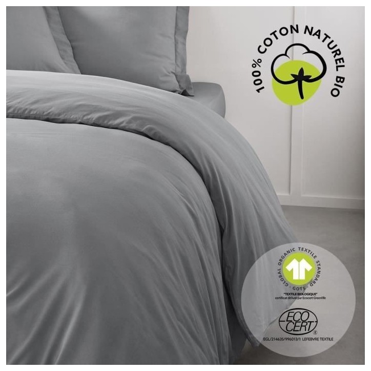 Housse de couette - TODAY - 240 x 260 cm - Coton - Organic Acier Housse de couette - TODAY - 240 x 260 cm - Coton - Organic Acier