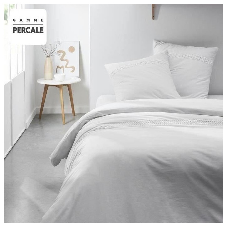 Housse de couette Maison Lefebvre HC Macrame Coton Percale 220x240 cm + 2 TO 63x63