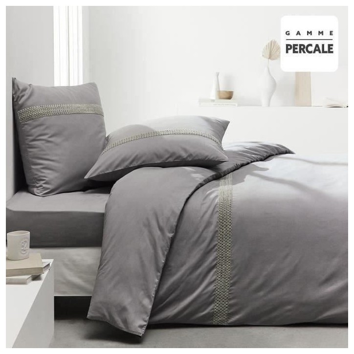 Housse de couette Maison Lefebvre HC Macrame Coton Percale 220x240 cm + 2 TO 63x63
