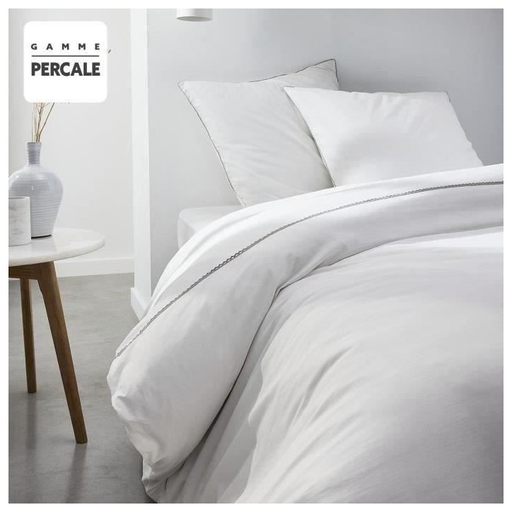 Housse de couette Maison Lefebvre HC Dentelle Percale 220x240 cm + 2 TO 63x63 Housse de couette Maison Lefebvre HC Dentelle Percale 220x240 cm + 2 TO 63x63
