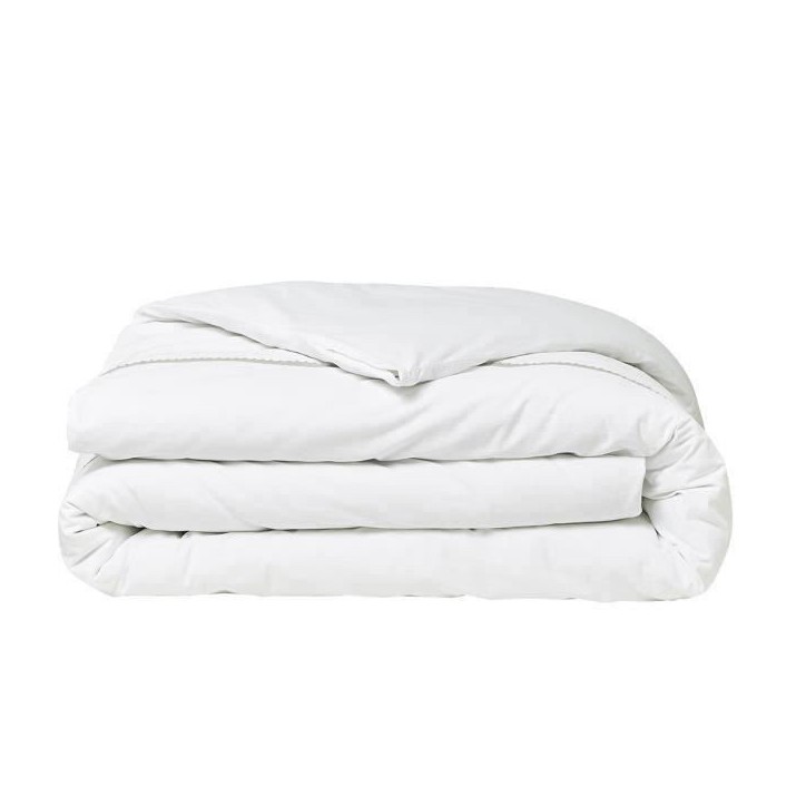 Parrure de lit TODAY Prestige - 240 x 260 cm - 2 personnes - 100% Percale Finition dentelle - Craie