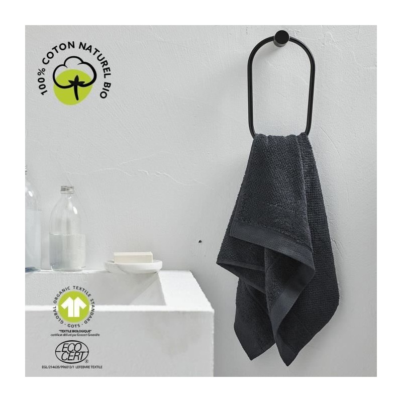 Serviette de bain - TODAY - 50 x 90 cm - Coton - Organic Fusain
