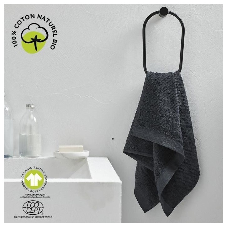 Serviette de bain - TODAY - 50 x 90 cm - Coton - Organic Fusain