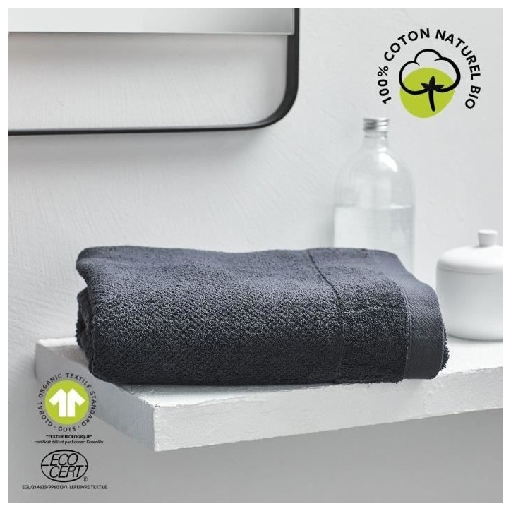 Drap de bain - TODAY - 70 x 130 cm - Coton - Organic Fusain Drap de bain - TODAY - 70 x 130 cm - Coton - Organic Fusain