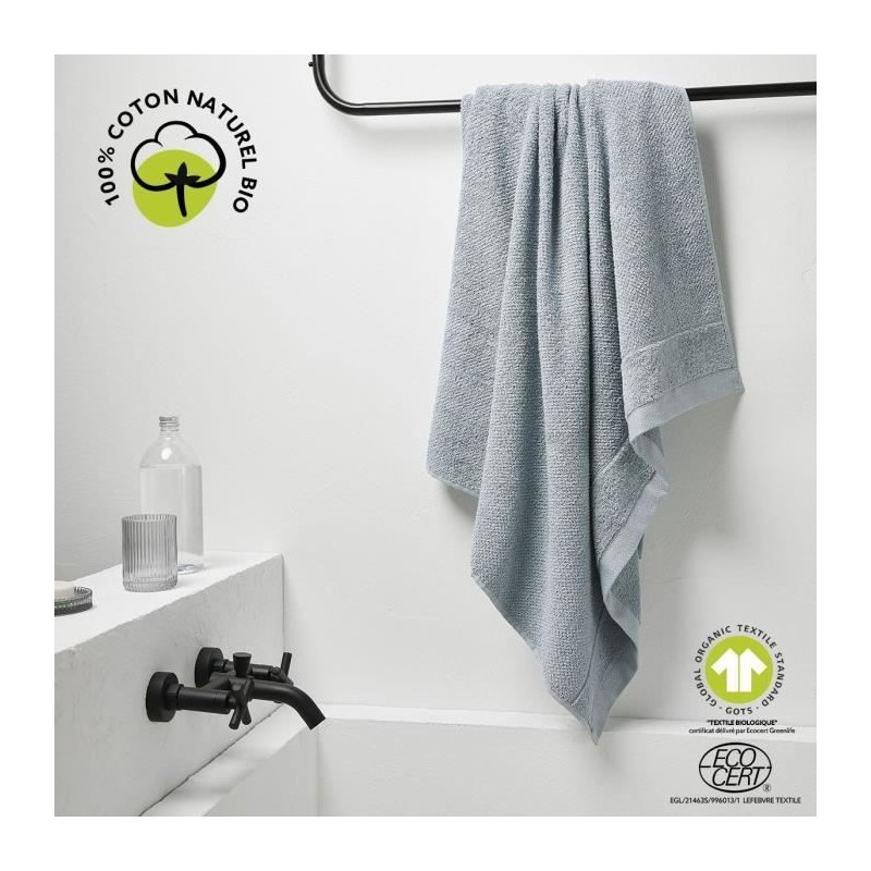 Maxi drap de bain - TODAY - 90 x 150 cm - Coton - Organic Acier Maxi drap de bain - TODAY - 90 x 150 cm - Coton - Organic Acier