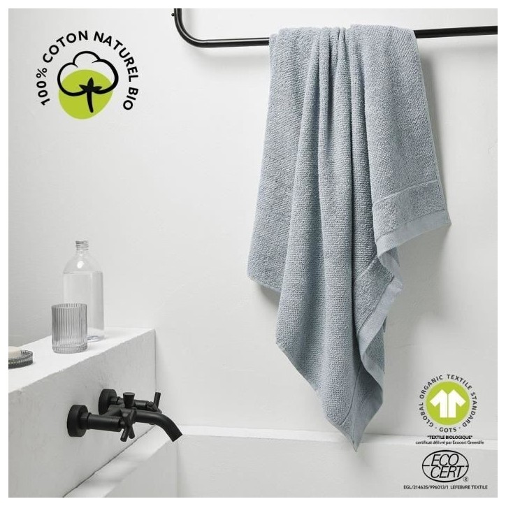 Maxi drap de bain - TODAY - 90 x 150 cm - Coton - Organic Acier Maxi drap de bain - TODAY - 90 x 150 cm - Coton - Organic Acier