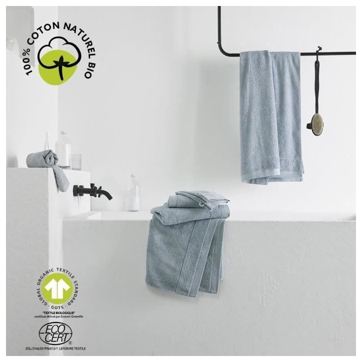 Maxi drap de bain - TODAY - 90 x 150 cm - Coton - Organic Acier Maxi drap de bain - TODAY - 90 x 150 cm - Coton - Organic Acier