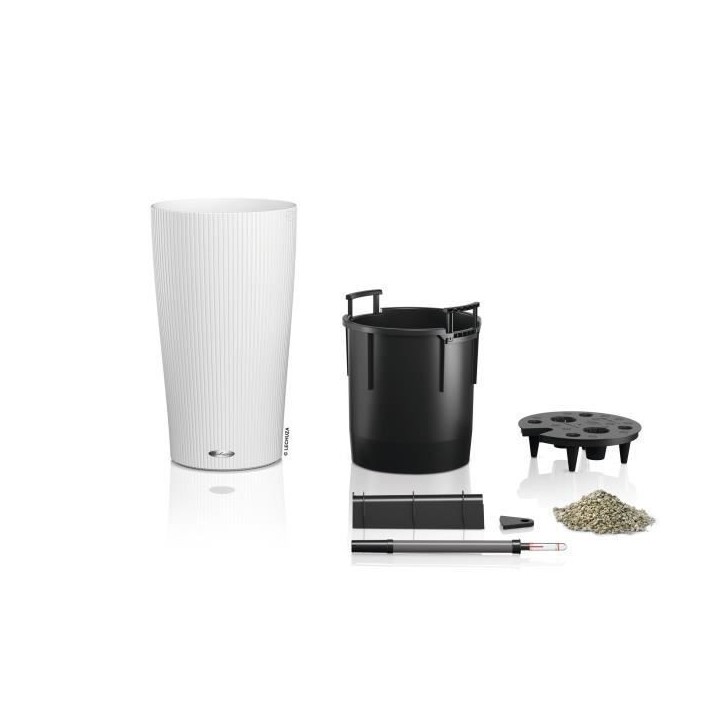LECHUZA Pot de fleurs - Cilindro color 23 - Ø 23 x 41 cm - 6 L - Kit complet - Blanc LECHUZA Pot de fleurs - Cilindro color 23 - Ø 23 x 41 cm - 6 L - Kit complet - Blanc