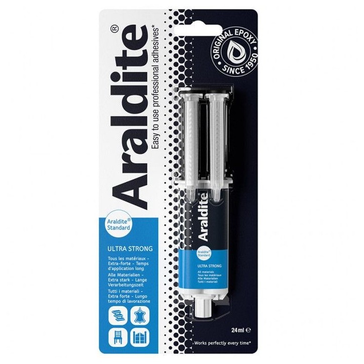 Colle époxy bi-composant - ARALDITE - Standard - 24 ml - Prise longue - Haute résistance Colle époxy bi-composant - ARALDITE - Standard - 24 ml - Prise longue - Haute résistance