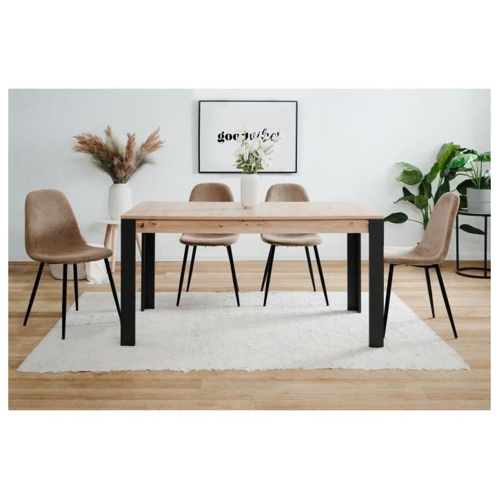Table a manger extensible - 150-200 x 75 x 80 cm - chene noir - TOLOSA