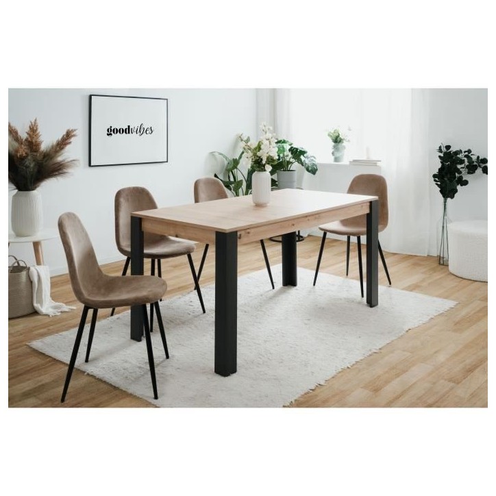 Table a manger extensible - 150-200 x 75 x 80 cm - chene noir - TOLOSA