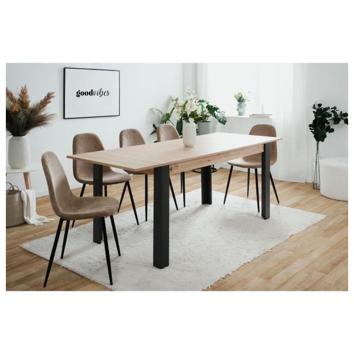 Table a manger extensible - 150-200 x 75 x 80 cm - chene noir - TOLOSA