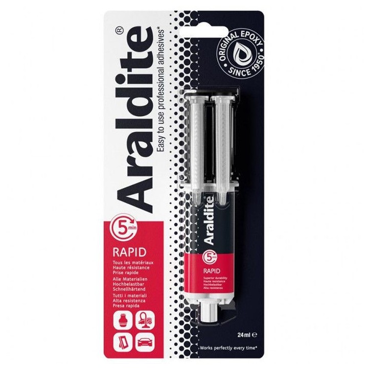 Colle époxy bi-composant - CYANOLIT - Araldite - Rapid - 24 ml - Prise rapide - Haute résistance - Multi-matériaux Colle époxy bi-composant - CYANOLIT - Araldite - Rapid - 24 ml - Prise rapide - Haute résistance - Multi-matériaux