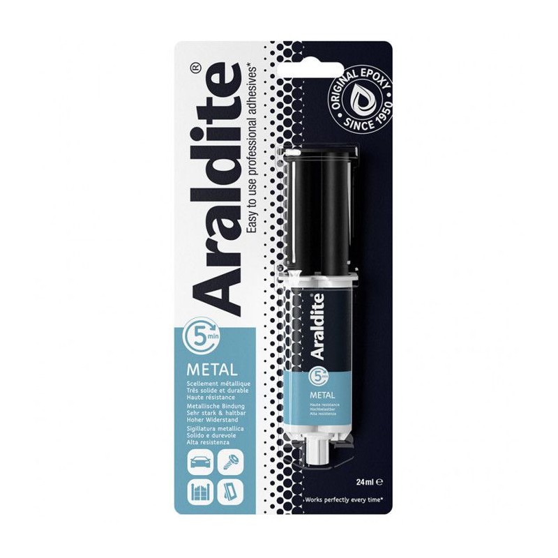 Colle époxy bi-composant - ARALDITE - 24 ml - Spécial métaux - Haut Colle époxy bi-composant - ARALDITE - 24 ml - Spécial métaux - Haut