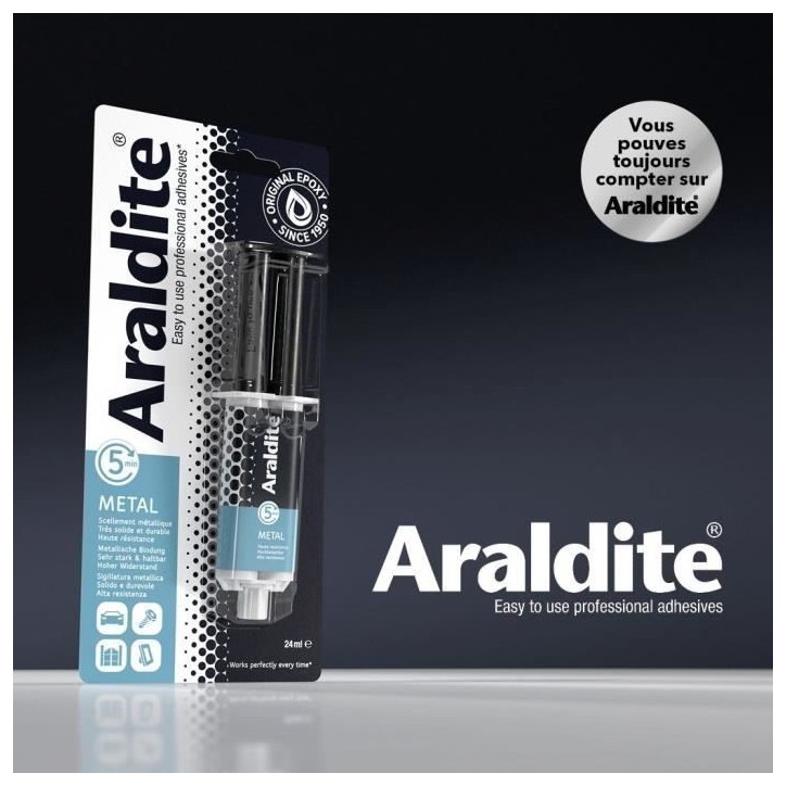 Colle époxy bi-composant - ARALDITE - 24 ml - Spécial métaux - Haute résistance - Réparation durable Colle époxy bi-composant - ARALDITE - 24 ml - Spécial métaux - Haute résistance - Réparation durable