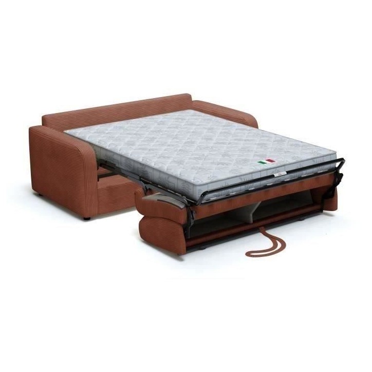 Canapé convertible express - 3 places - TOM - Velours côtelé terracotta - 185 x 100 x 87 cm Canapé convertible express - 3 places - TOM - Velours côtelé terracotta - 185 x 100 x 87 cm
