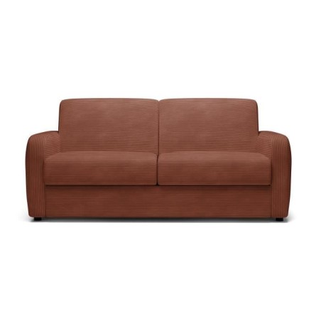 Canapé convertible express - 3 places - TOM - Velours côtelé terracotta - 185 x 100 x 87 cm