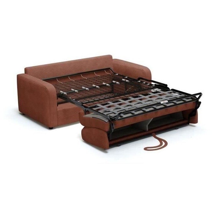 Canapé convertible express - 3 places - TOM - Velours côtelé terracotta - 185 x 100 x 87 cm Canapé convertible express - 3 places - TOM - Velours côtelé terracotta - 185 x 100 x 87 cm