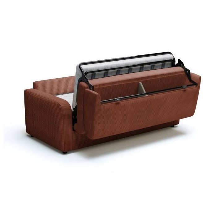 Canapé convertible express - 3 places - TOM - Velours côtelé terracotta - 185 x 100 x 87 cm Canapé convertible express - 3 places - TOM - Velours côtelé terracotta - 185 x 100 x 87 cm