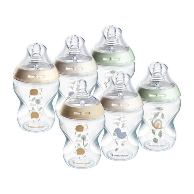 TOMMEE TIPPEE - Lot de 6 biberons Closer to Nature - 260ml - Multicolo TOMMEE TIPPEE - Lot de 6 biberons Closer to Nature - 260ml - Multicolo