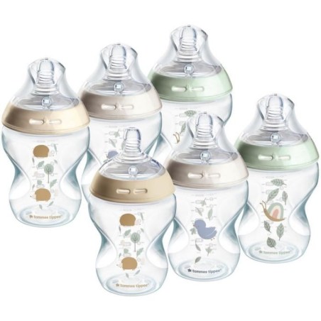 TOMMEE TIPPEE - Lot de 6 biberons Closer to Nature - 260ml - Multicolo